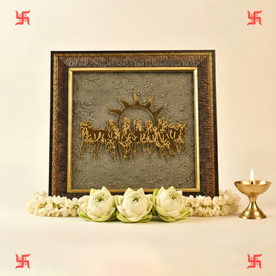 7 Horses on Raw Pyrite Frame