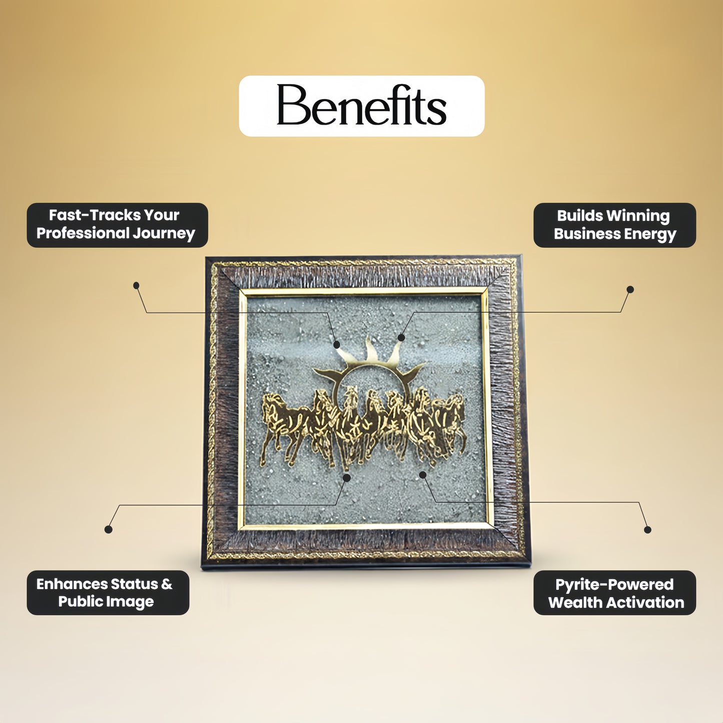 7 Horses on Raw Pyrite Frame