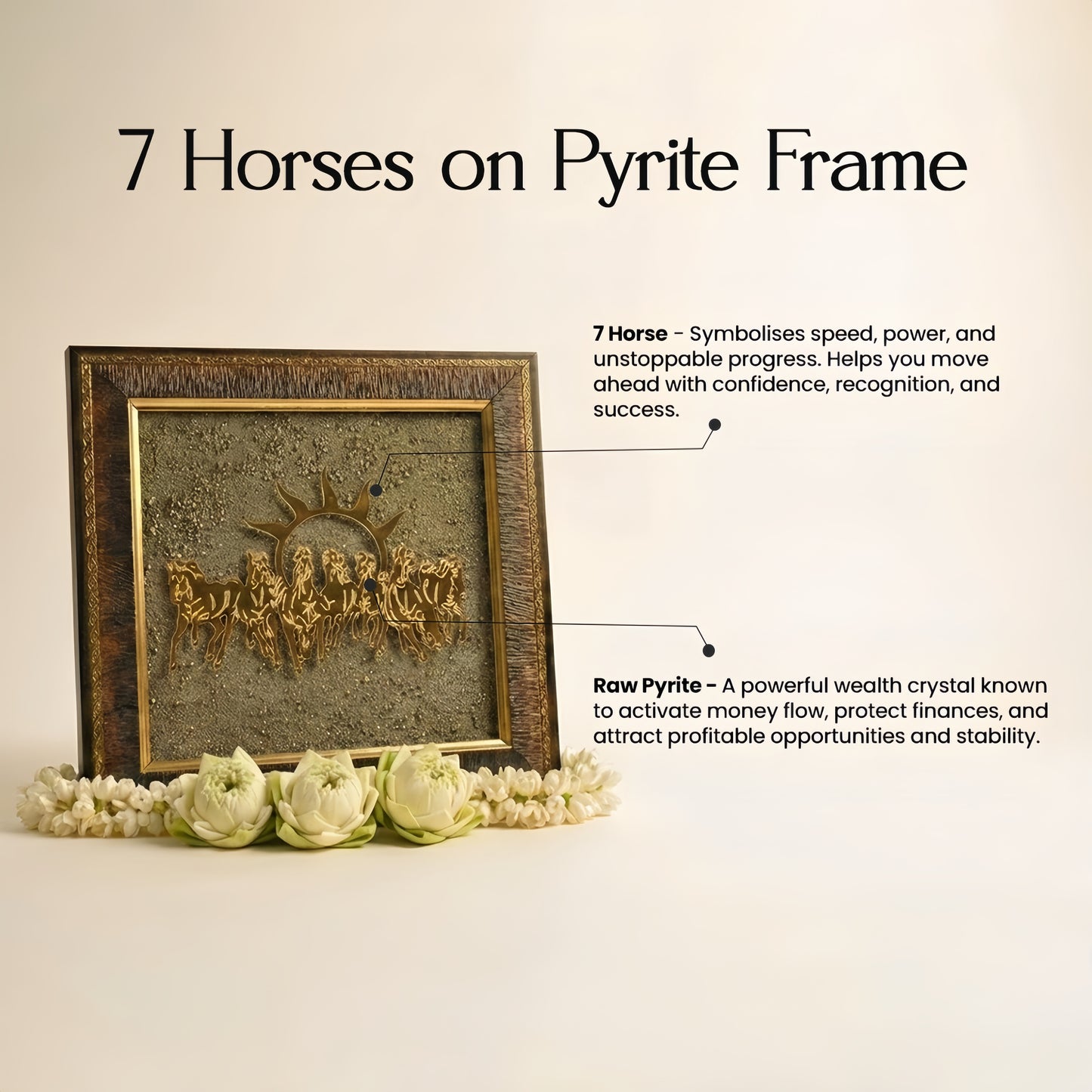 7 Horses on Raw Pyrite Frame