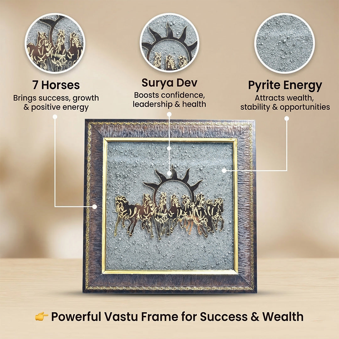 7 Horses on Raw Pyrite Frame