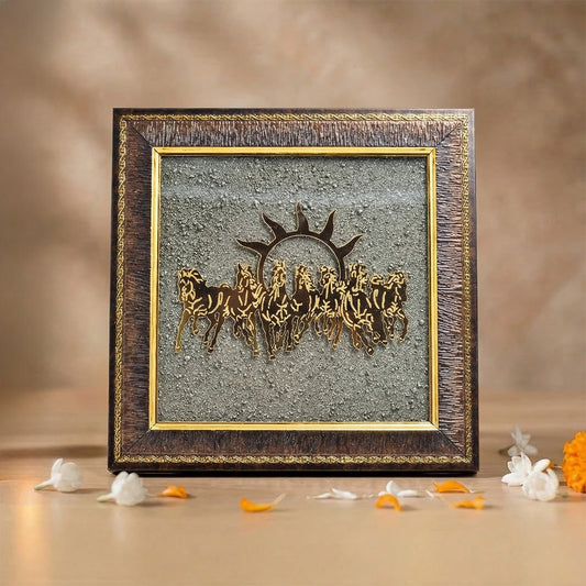 7 Horses on Raw Pyrite Frame