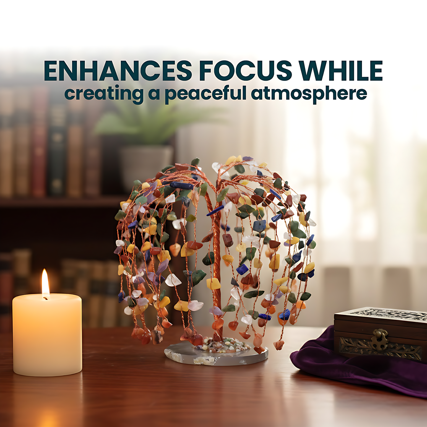 Seven Chakra Tree With Agate Slice 300 Chips Tree