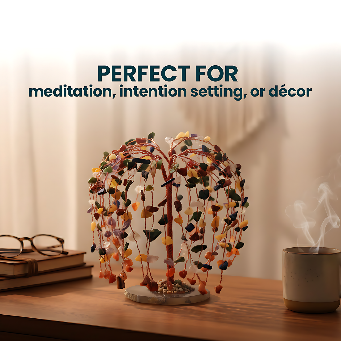 Seven Chakra Tree With Agate Slice 300 Chips Tree