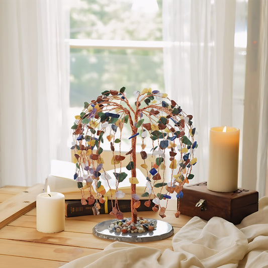 Seven Chakra Tree With Agate Slice 300 Chips Tree