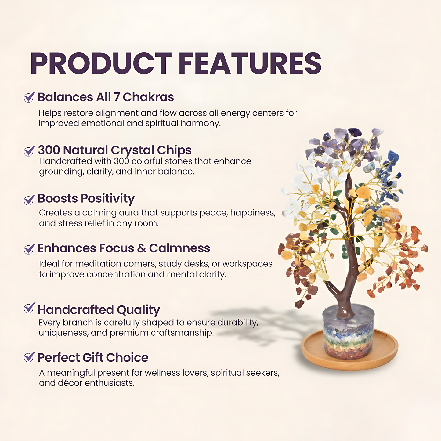 Seven Chakra 300 Chips Tree With Orgonite Base