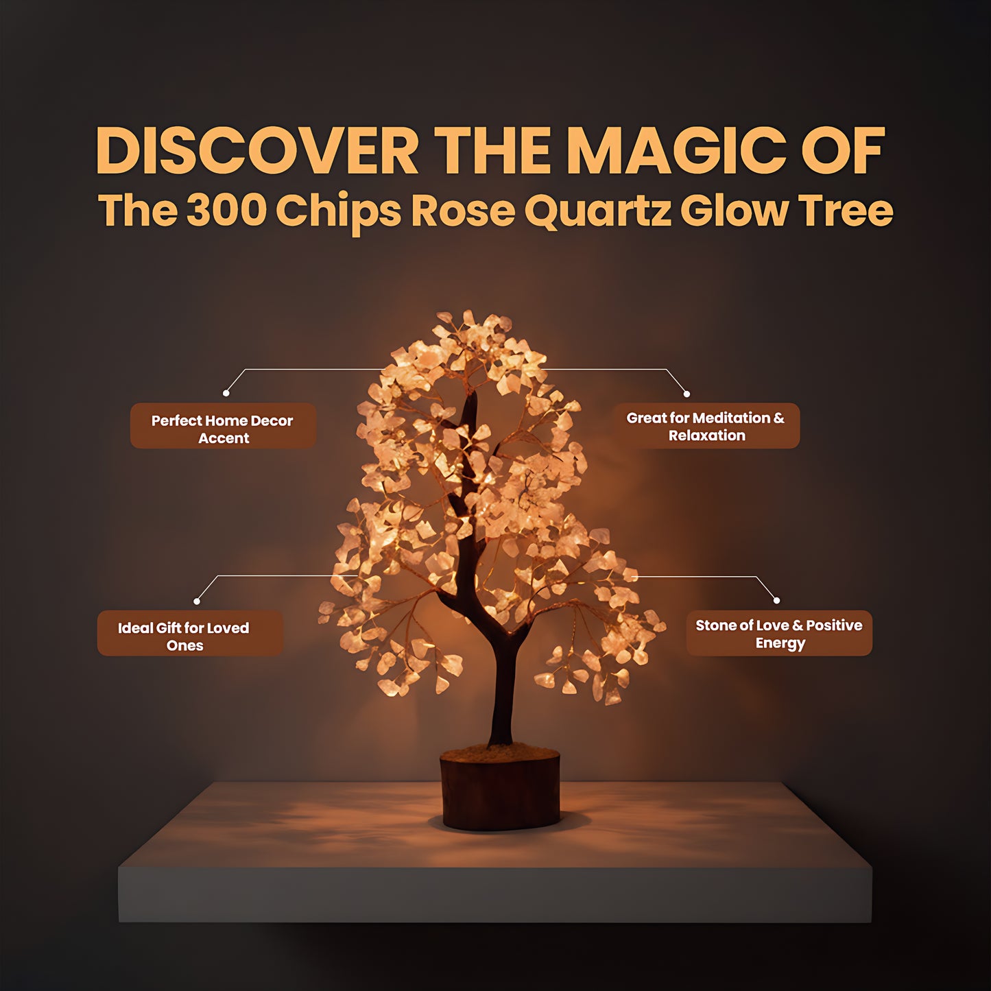 Rose Quartz Glow In The Dark Crystal 300 Chips Tree