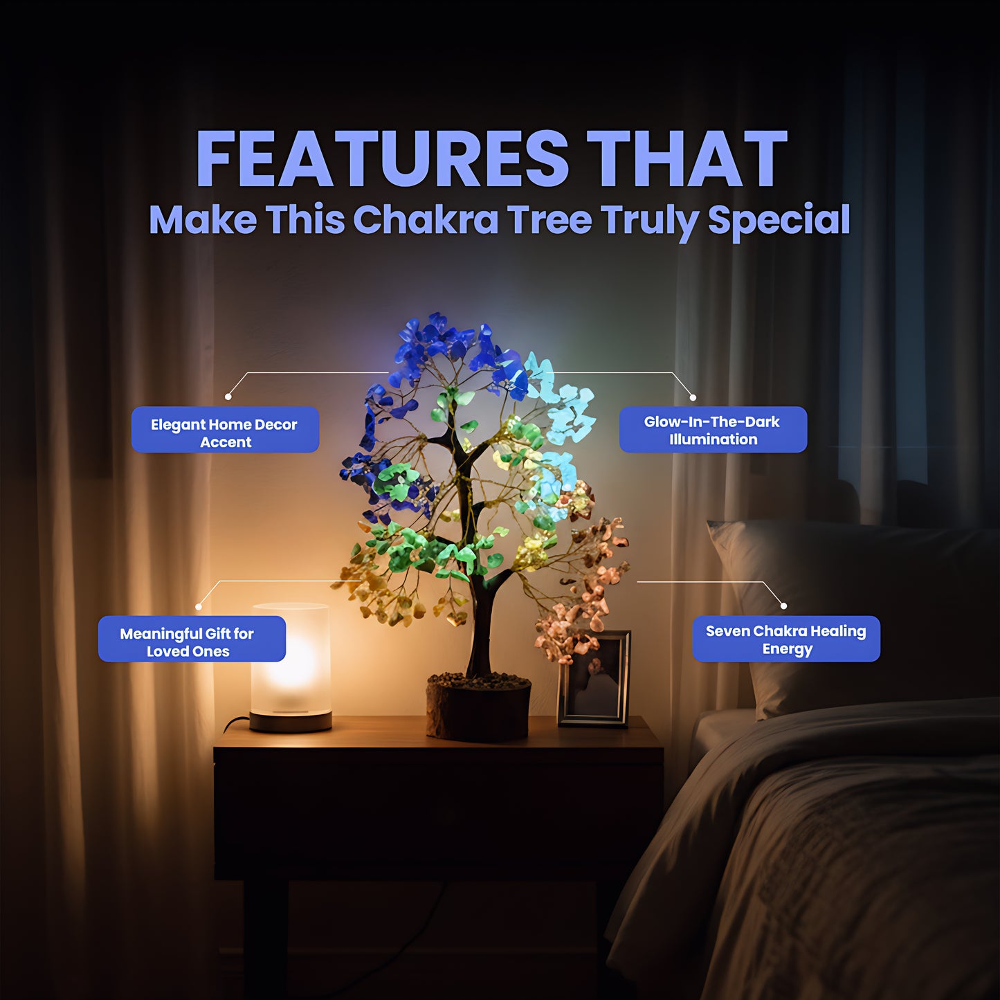 Seven Chakra Glow In The Dark 300 Chips Tree